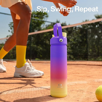 Insulated Water Bottle with Straw Stainless Steel Water Bottle, Leak-Proof, BPA-Free, Double Wall Vacuum Keeps Cold for 24 Hours for Sports, Travel, School (32 oz, Peach Dream)
