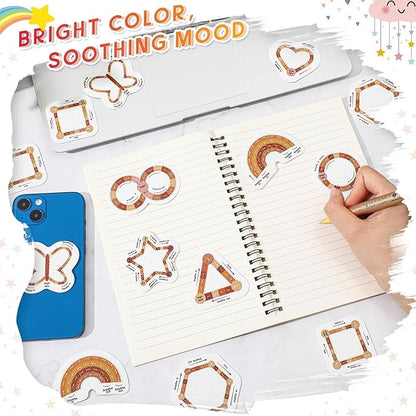 36 Pcs Anxiety Sensory Stickers Mental Health Stickers Fidget Textured Strips Toys Adhesive Tactile Calm Relief Items for Adults Desk School Counselor Classroom(Boho Breathe Style)
