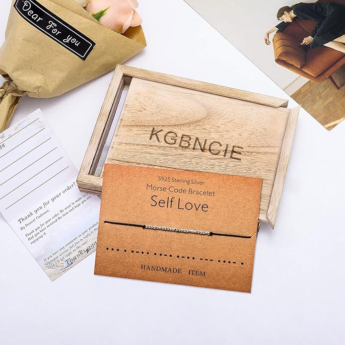 KGBNCIE Morse Code Bracelet for Women Sterling Silver Beads on Silk Cord Secret Message Fuck Friendship Inspirational Encouragement Bracelet Gift for Her