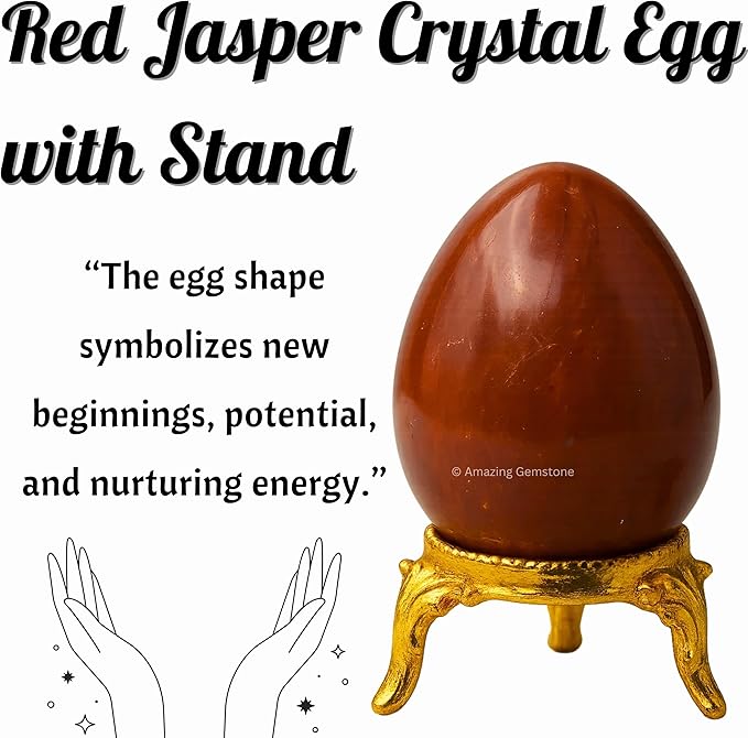 Amazing Gemstone Red Jasper Crystal Yoni Egg, 2 Inches - Premium Crystals and Healing Stones Yoni Egg for Pelvic Floor Health, Natural Healing Crystal Eggs for Meditation and Stress Relief