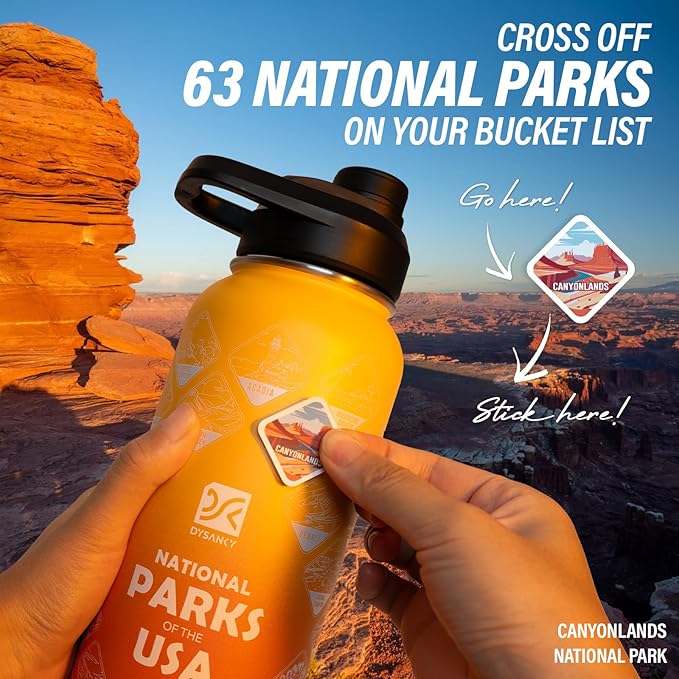 32 oz Insulated Water Bottle | Thickened Stainless Steel Vacuum Metal | Portable Sports Water Jug for Gym and Hiking with Straw, Carrier Bag, Handle Strap | BPA-Free 32 oz