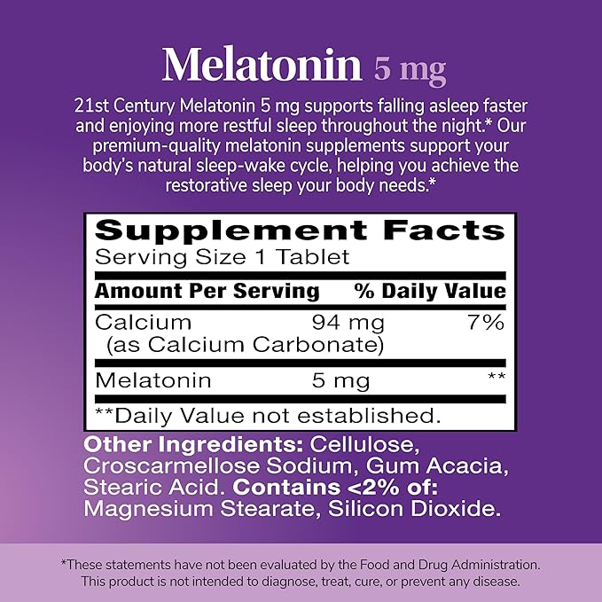21st Century Melatonin 5 mg Tablets, 120 Count
