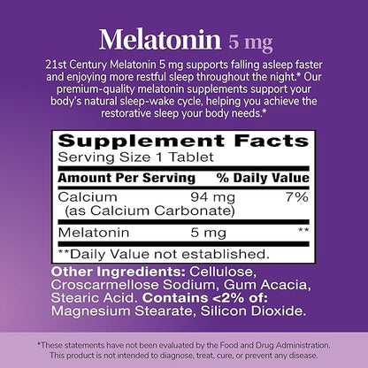 21st Century Melatonin 5 mg Tablets, 120 Count