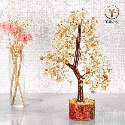 YATSKIA Citrine Healing Crystal - Gemstone Tree, Bonsai Trees, Fake Bonsai, Feng Shui Tree, Crystal Gifts for Women, Arbol De La Abundancia, Crytals and Gemstones, Good Luck Home Decor