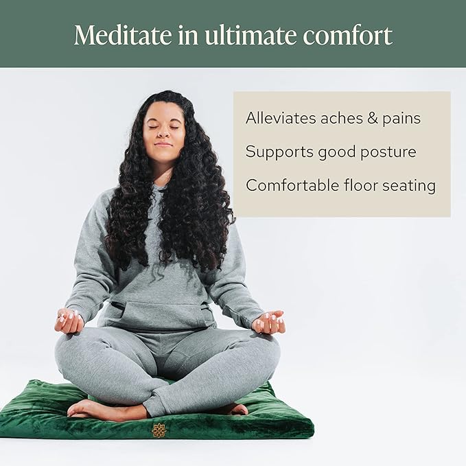 Mindful & Modern Zabuton Meditation Mat - Cotton Filled Yoga and Meditation Pad - Zabuton Meditation Cushion for Kneeling and Sitting Support - Large Rectangular Sitting Floor Pillow for Bench or Zafu