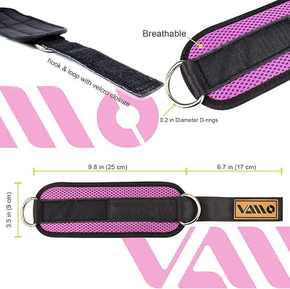 VAIIO Ankle Straps for Cable Machines,Adjustable Comfort fit Neoprene, Reinforce Double D-Ring - Premium Ankle Cuffs to Improve Abdominal Muscles, Lift The Butts, Tone The Legs for Men & Women