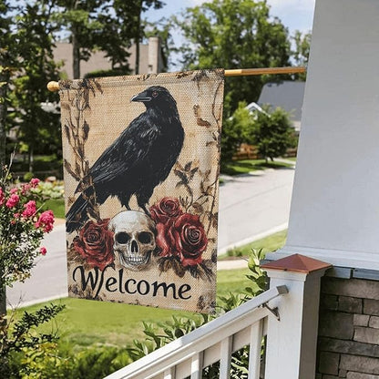 Halloween Bird Roses Garden Flag 12x18 In Double Sided Yard Flags Lawn Sign Decor No Flagstand