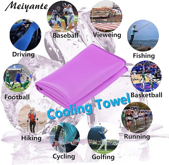 Cooling Towel for Neck and Face - 43.3" x 15.7" - Quick-Dry Microfiber - Ideal for Hot Weather, Gym, Fitness, Camping, Yoga, Run Gift - Purple