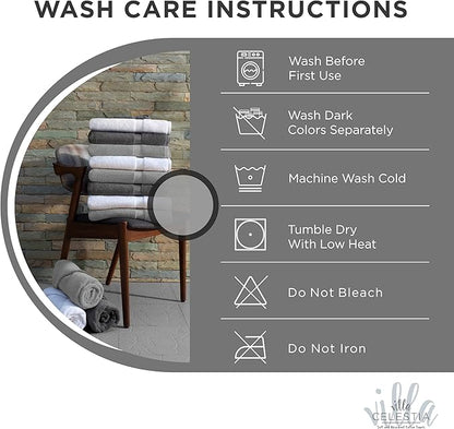 100% Combed Cotton Bathroom Towel Set of 10- 2 Bath Towels, 4 Hand Towels, 4 Wash Cloths, Sustainable, Soft, Highly Absorbent 10 Piece Cotton Bath Towel Set Ideal for Hotels, Spa, Bathroom, Dorm, Grey