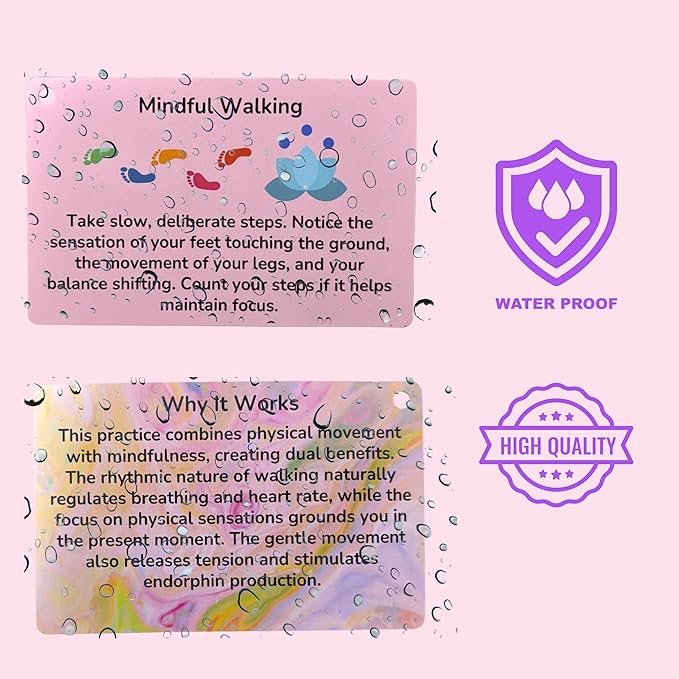 Grounding Cards & Anxiety Stickers Set, Therapy Games for Teens & Adults, 23 Coping Skills for Stress Relief with Explanations, Mindfulness Tools for Trauma, PTSD, BPD | Mental Health Self Care Gift