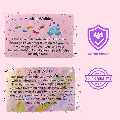 Grounding Cards & Anxiety Stickers Set, Therapy Games for Teens & Adults, 23 Coping Skills for Stress Relief with Explanations, Mindfulness Tools for Trauma, PTSD, BPD | Mental Health Self Care Gift
