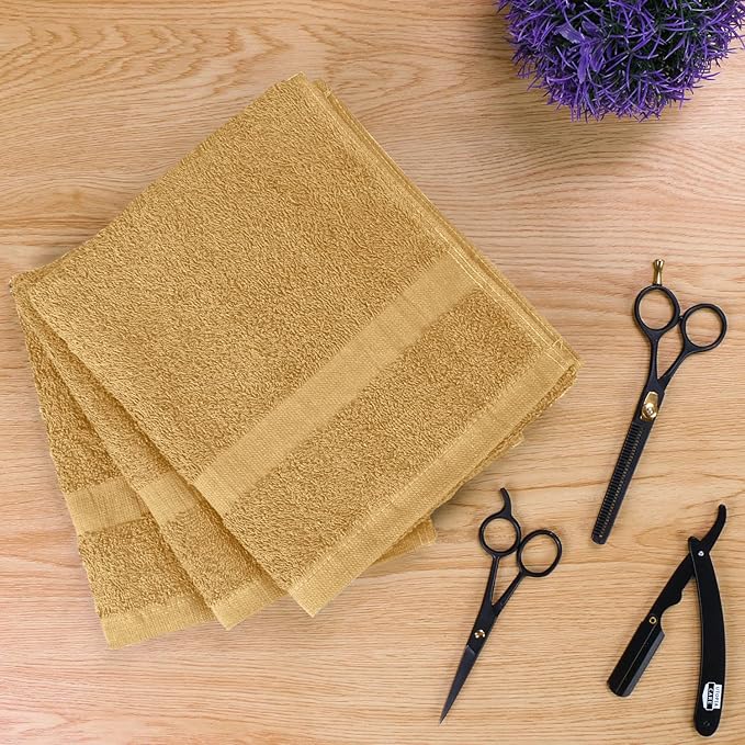 Utopia Towels, Salon Towel, Pack of 24, Not Bleach Proof, 16 by 27 Inches, Highly Absorbent Cotton Towels for Hand, Gym, Beauty, Spa, and Home Hair Care, Beige