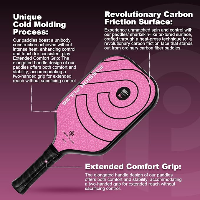 Pickleball Paddles 2025,Raw Carbon Fiber Surface（CFS） 16mm T700 High Grit & Spin, Pro Pickle Ball Paddles Designed for Ultimate Spin & Consistency