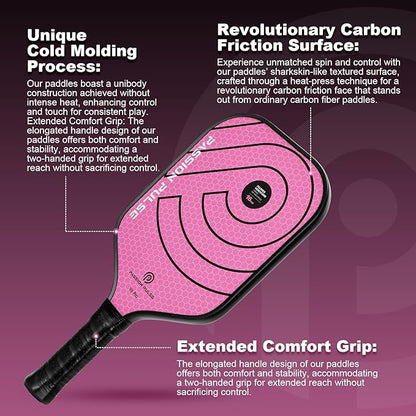 Pickleball Paddles 2025,Raw Carbon Fiber Surface（CFS） 16mm T700 High Grit & Spin, Pro Pickle Ball Paddles Designed for Ultimate Spin & Consistency