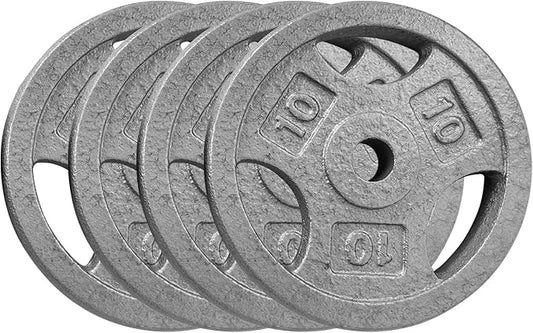 Cast Iron Weight Plates with Triple Grip Handles, 1 inch Standard Weights Plates with Anti-Rust Coating for Home Gym Strength Training, Weightlifting & Muscle Toning