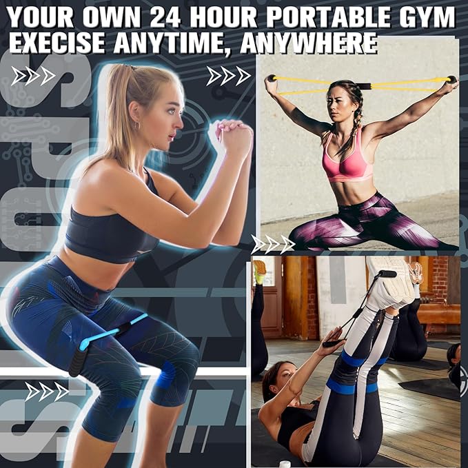 Skylety Figure 8 Fitness Resistance Bands with Handles Set of 5 Exercise Bands for Women Men Rope 8 Word Elastic for Arm and Shoulder Stretch Yoga Gym Fitness Muscle Training Chest Expander