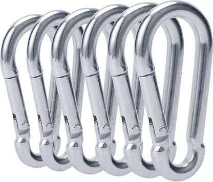 3 Inch Carabiner Clip Spring Snap Hook Heavy Duty 6pcs M8x80mm for Fitness Hammock Swing Camping Hiking