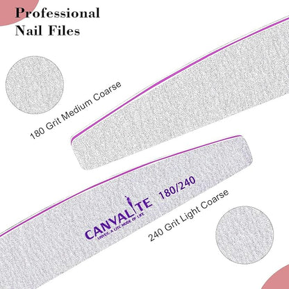 Canvalite Nail Files for Natural Nails 180/240 Grit Emery Board for Nails Styling Tools for Home and Salon Use 10 PCS