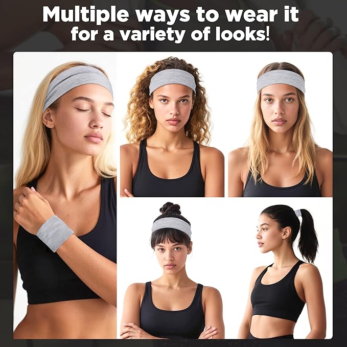 Headbands for Women - 12Pcs Non-Slip Cotton Cloth Headbands for Women's Hair Accessories,Fashion Sports Hair Bands & Ties,Soft Fabric for Yoga,Running,Workout