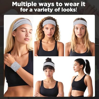 Headbands for Women - 12Pcs Non-Slip Cotton Cloth Headbands for Women's Hair Accessories,Fashion Sports Hair Bands & Ties,Soft Fabric for Yoga,Running,Workout