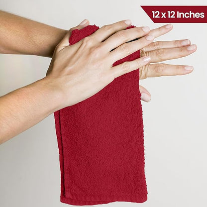 Utopia Towels 24 Pack Cotton Washcloths Set, 100% Ring Spun Cotton, Premium Quality Flannel Face Cloths, Highly Absorbent and Soft Feel Fingertip Towels, Red