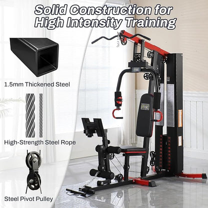Fitvids Home Gym, Workout Equipment with Leg Press, Exercise Equipment for Home with Pulley System, Home Gym Equipment for Full