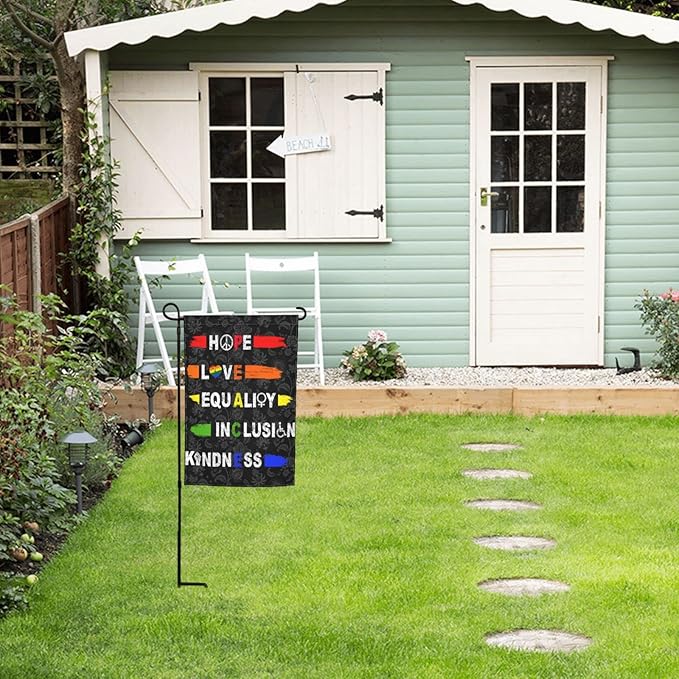 Hope Love Equality Inclusion Kindness Garden Flag 12 X 18 In Peace Outdoor Floral Mini Yard Flag House Flags Double-Sided Farmhouse Sign For Home Garden Decoration