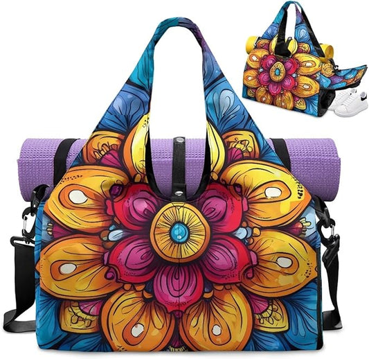 Yoga Mat Bag for Women Men Large Carryall Tote with Adjustable Shoulder Strap for Gym Yoga Travel Pilates Office