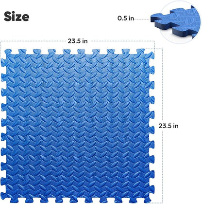 Home Gym Mat, Puzzle Exercise Mat, EVA Interlocking Foam Floor Tiles for Home Workout Equipment and Kids' Play Areas -, 24 in x 24 in x ½ in, Blue 36 Tiles