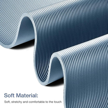 Yoga Mat Non Slip NBR Thick Yoga Mat, 72"L x 32"/24"W x 0.6"/0.4"TH (185cm x 80cm/61cm x 15mm/10mm), Anti-Tear Exercise Mat with Carrying Strap and Bag, Workout Mats for Yoga, Pilates, Floor Exercises