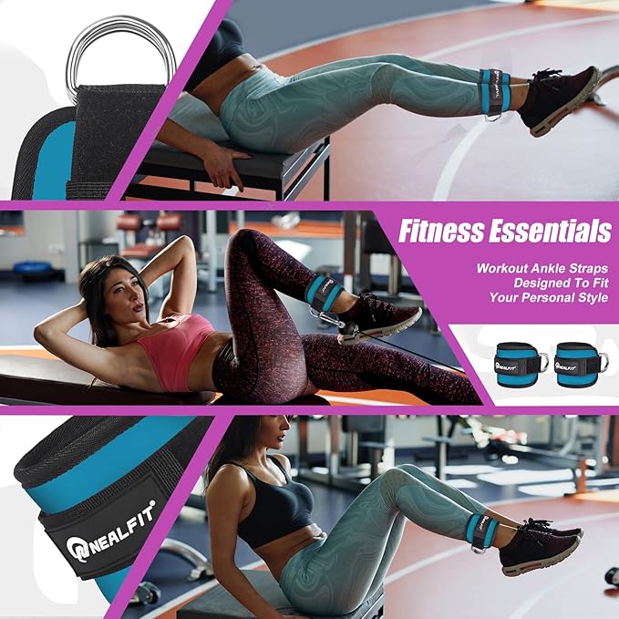 Ankle Strap for Cable Machine, Gym Ankle Cuff for Kickbacks, Leg Extensions, Glute Workouts, Booty Hip Abductors Exercise for Women and Men