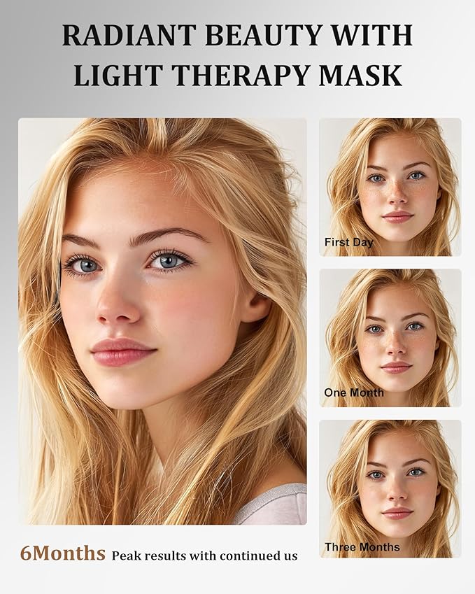 Red Light Therapy Mask for Face - 4 Light Modes with 660nm 850nm Wavelength, Blue & Red Light Therapy Face Mask, 2000mAh, Eye Protection, Timer & Travel-Friendly Design for Home Skincare