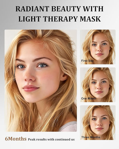 Red Light Therapy Mask for Face - 4 Light Modes with 660nm 850nm Wavelength, Blue & Red Light Therapy Face Mask, 2000mAh, Eye Protection, Timer & Travel-Friendly Design for Home Skincare