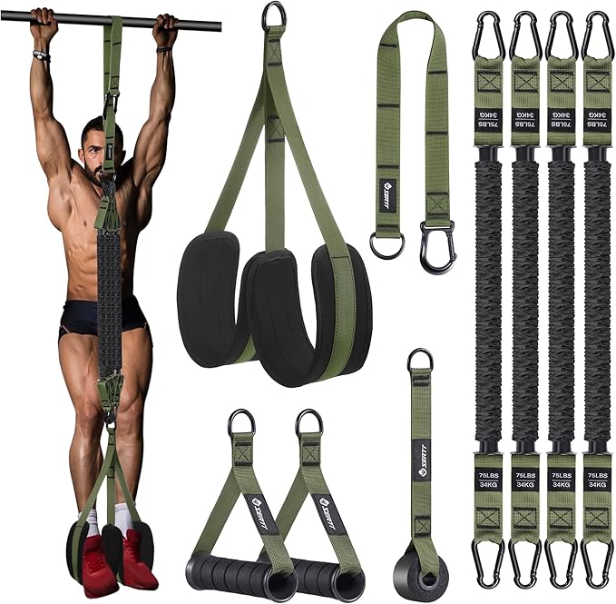 SERTT Pull Up Assistance Bands 300lbs, Adjustable Pull Up Bands with 4 Heavy Duty Resistance Bands for Pull Ups, All-in-one Exercise Bands for Pull Up Assist and Resistance Training
