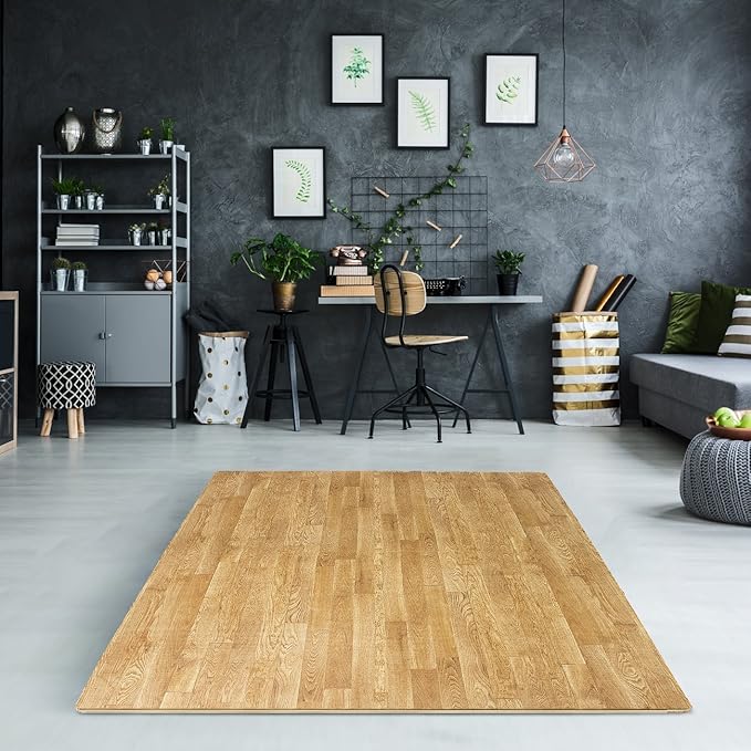 Sorbus Wood Grain Floor Tiles Foam Mat EVA Interlocking Mats Tile 3/8-Inch Thick Flooring Wood Puzzle Exercise Mats w/Borders - Home Playroom Basement, Apartment, Trade Show, Baby, Dance