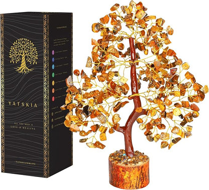 YATSKIA Tiger Eye Crystal - Tree of Life, Healing Crystals, Crystals and Gemstones, Crystal Bonsai Tree, Crystal Tree for Positive Energy, Home Decor