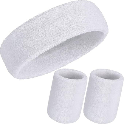 WILLBOND 3 Pcs Sweatbands Set 80s 90s Neon Sports Headband Tennis Striped Sweat Band Sports Competitions Games for Men Women Party Supplies