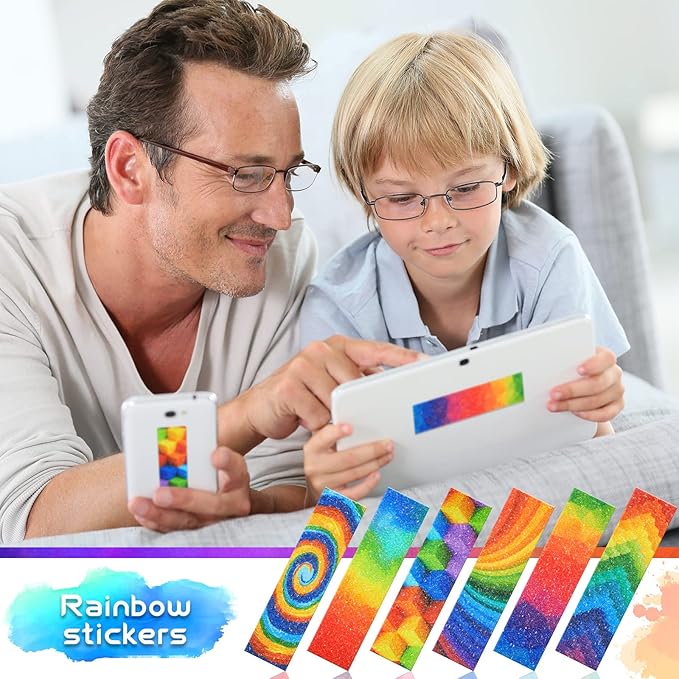 36 Pcs Anxiety Sensory Stickers Mental Health Stickers Fidget Textured Strips Toys Adhesive Tactile Calm Relief Items for Adults Desk School Counselor Classroom(Rainbow Style)