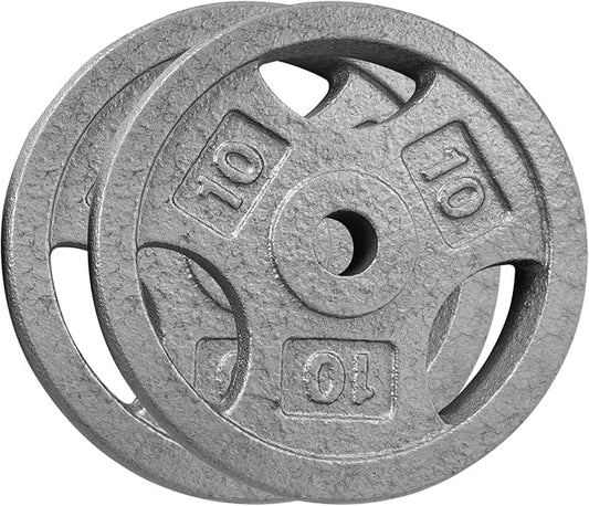 Cast Iron Weight Plates with Triple Grip Handles, 1 inch Standard Weights Plates with Anti-Rust Coating for Home Gym Strength Training, Weightlifting & Muscle Toning