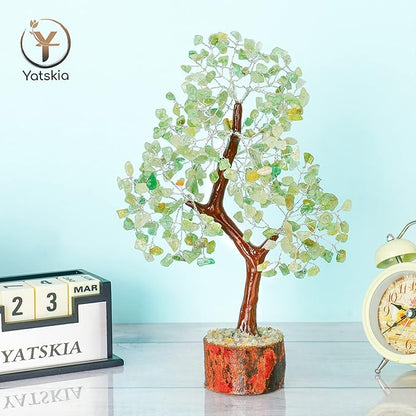 YATSKIA Green Jade Stone - Artificial Trees, Bonzai Tree, Green Jade, Healing Stone, Crystals Tree, Crystal Tree of Life, Crystal Items for Gift