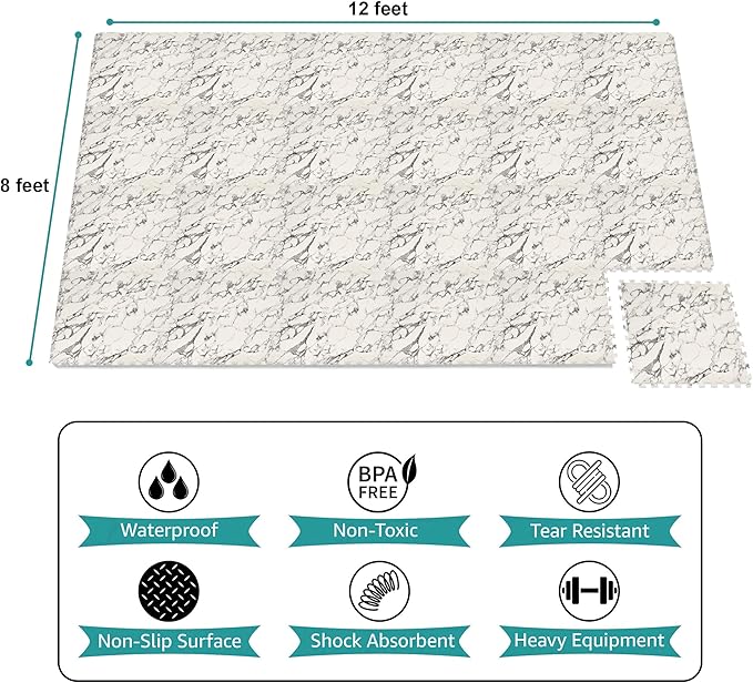 Sorbus Wood Grain Floor Tiles Foam Mat EVA Interlocking Mats Tile 3/8-Inch Thick Flooring Wood Puzzle Exercise Mats w/Borders - Home Playroom Basement, Apartment, Trade Show, Baby, Dance