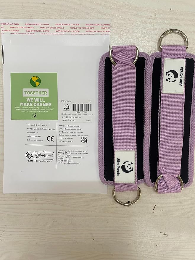 Slim Panda Ankle Strap for Cable Machine,Ankle Cuff for Kickbacks, Booty Hip Abductors,Glute Workouts, Leg Extensions, Curls for Men and Women, Adjustable with Double D-Rings