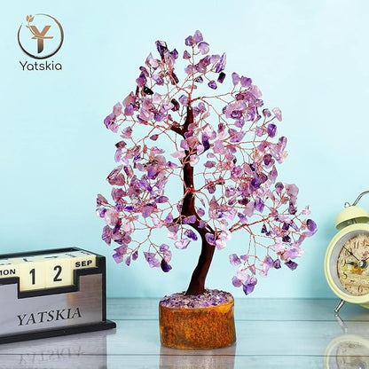 YATSKIA Amethyst Crystal Tree Stones and Crystals Tree of Life, Crystal Home Decor, Good Luck Gifts, Spiritual Gifts for Women