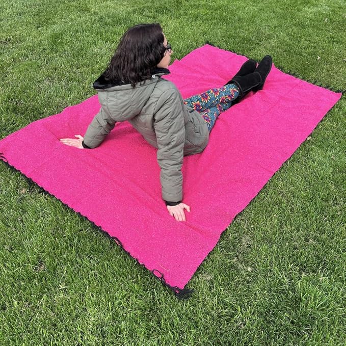 Open Road Goods Solid Color Mexican Yoga Blanket – Large Handwoven Throw for Yoga, Beach, Camping or Home – Soft and Durable Cotton Blend