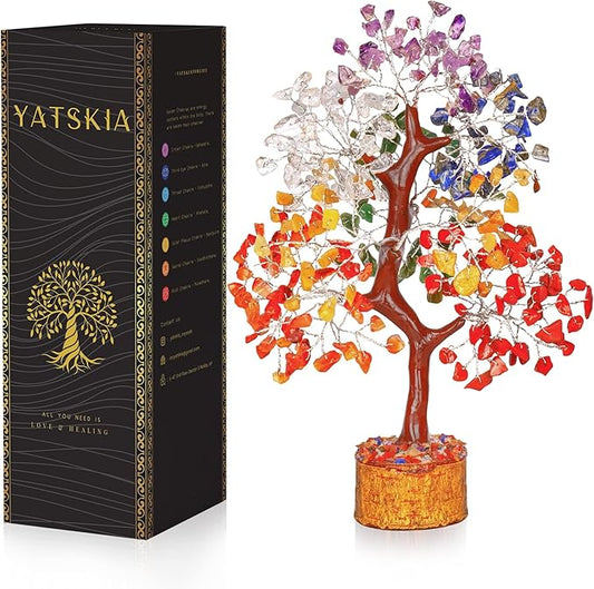 YATSKIA Crystal Tree - Bonsai Tree - Tree of Life - Seven Chakra Crystals - Feng Shui - Gemstones - Home Decor - Crystal Necklaces - House Warming Gifts New Home - Spiritual Gifts - Crystal Gifts