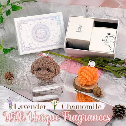 Handmade Teddy Dog Candle Set & Twisted Rope Ball Aromatherapy Aromatherapy Scented Candle Gift Set, Birthday Gift, Thanksgiving Gift, Christmas Gift (Brown/Orange Set)