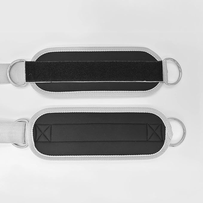 Fitness Ankle Straps for Cable Machines, 2 Pack Comfortable Adjustable Padded Ankle Wrist Cuffs, Kickback Glute Workouts for Men Women, D-Ring Leg Straps with Neoprene Padding