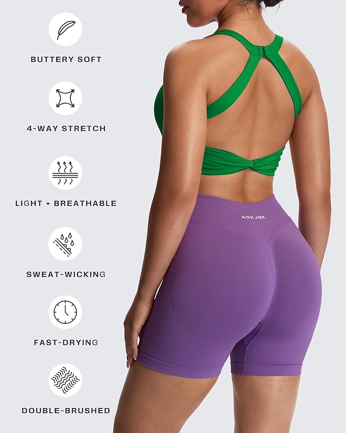 Aoxjox Women's Workout Sports Bras Twist Front Fitness Training Gym Bra Yoga Crop Lola Tank