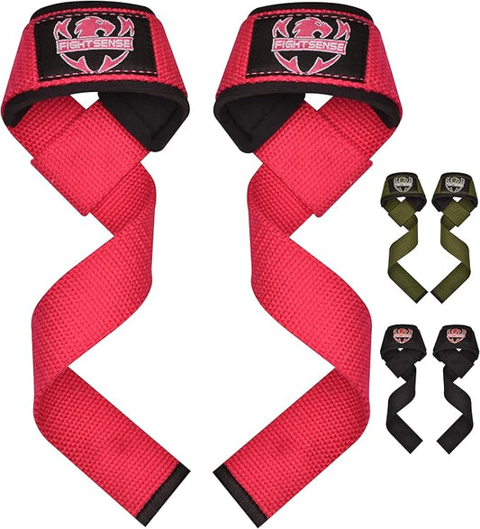 FIGHTSENSE Lifting straps for weightlifting, Gym wrist straps for men women, Neoprene Padded Cotton Weightlifting Straps for Bodybuilding, Powerlifting, Deadlifting and strength training