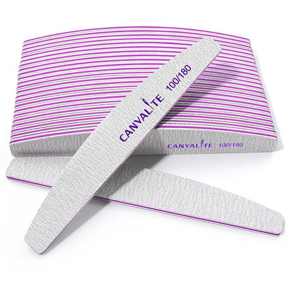 Canvalite 25 PCS Nail File Professional Nail Files Reusable Double Sided Emery Board(100/180 Grit) Nail Styling Tools for Home and Salon Use